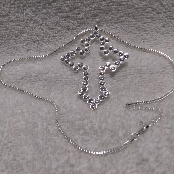 Montana Silversmiths Large Silver Rhinestone Filled Open Cross Pendant Silver EC - Picture 1 of 9